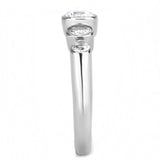 High polished (no plating) Stainless Steel Ring with AAA Grade CZ  in Clear