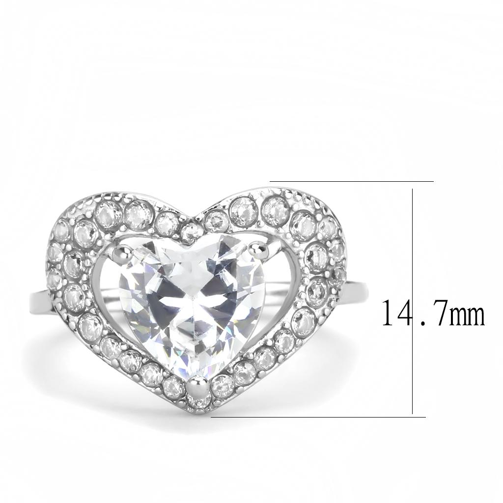 High polished (no plating) Stainless Steel Ring with AAA Grade CZ  in Clear