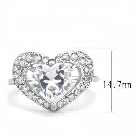 High polished (no plating) Stainless Steel Ring with AAA Grade CZ  in Clear