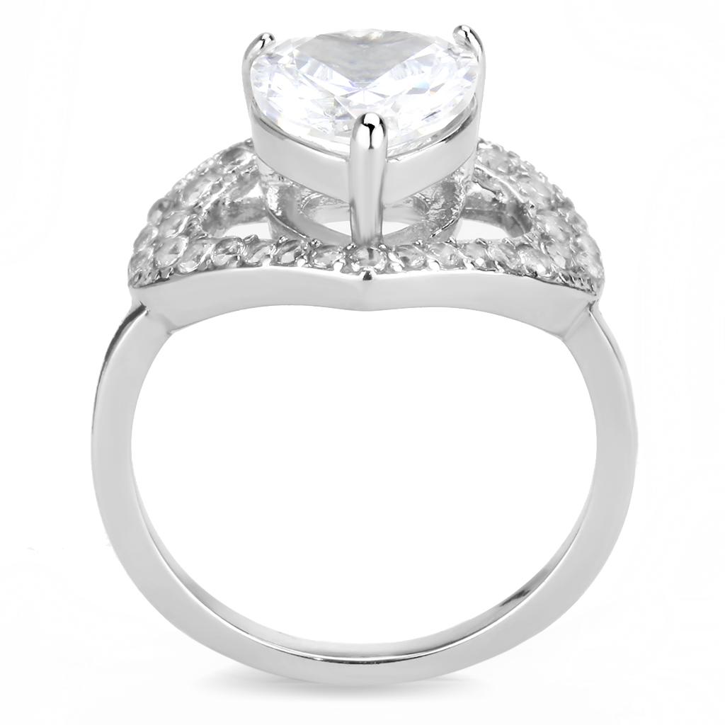 High polished (no plating) Stainless Steel Ring with AAA Grade CZ  in Clear