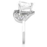 High polished (no plating) Stainless Steel Ring with AAA Grade CZ  in Clear