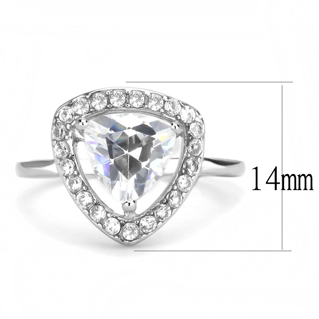 High polished (no plating) Stainless Steel Ring with AAA Grade CZ  in Clear