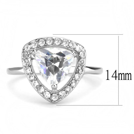 High polished (no plating) Stainless Steel Ring with AAA Grade CZ  in Clear