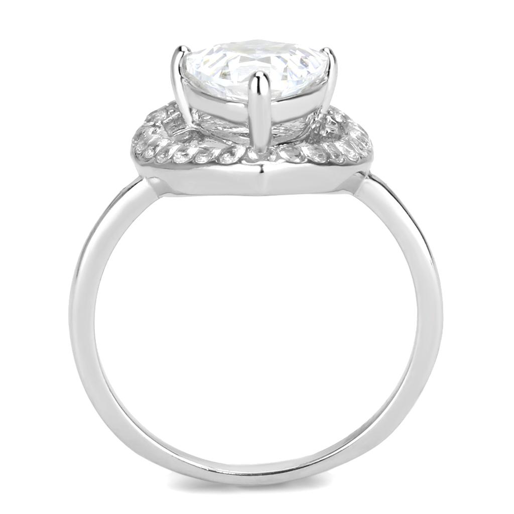 High polished (no plating) Stainless Steel Ring with AAA Grade CZ  in Clear