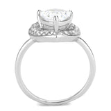 High polished (no plating) Stainless Steel Ring with AAA Grade CZ  in Clear