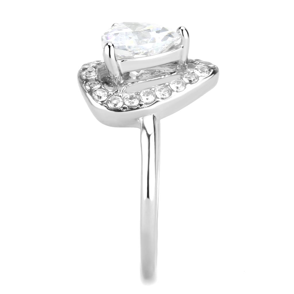 High polished (no plating) Stainless Steel Ring with AAA Grade CZ  in Clear