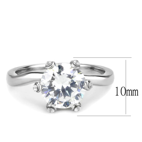 High polished (no plating) Stainless Steel Ring with AAA Grade CZ  in Clear