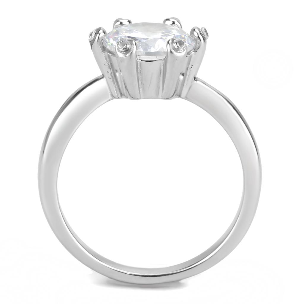 High polished (no plating) Stainless Steel Ring with AAA Grade CZ  in Clear