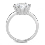 High polished (no plating) Stainless Steel Ring with AAA Grade CZ  in Clear