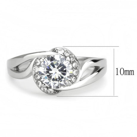 High polished (no plating) Stainless Steel Ring with AAA Grade CZ  in Clear