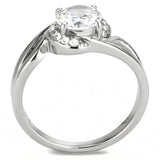 High polished (no plating) Stainless Steel Ring with AAA Grade CZ  in Clear
