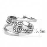 High polished (no plating) Stainless Steel Ring with Top Grade Crystal  in Clear