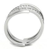 High polished (no plating) Stainless Steel Ring with Top Grade Crystal  in Clear