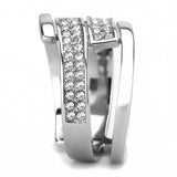 High polished (no plating) Stainless Steel Ring with Top Grade Crystal  in Clear