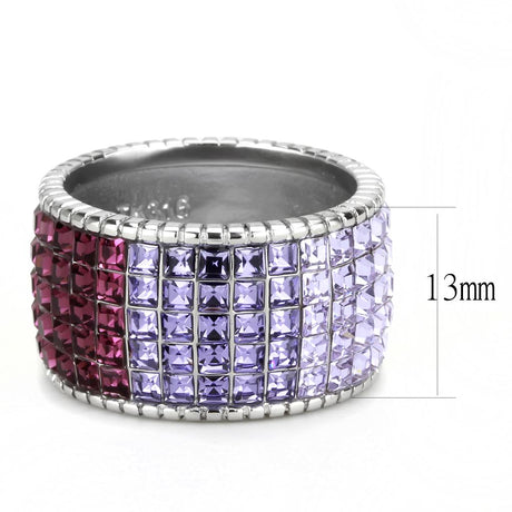 High polished (no plating) Stainless Steel Ring with Top Grade Crystal  in Multi Color