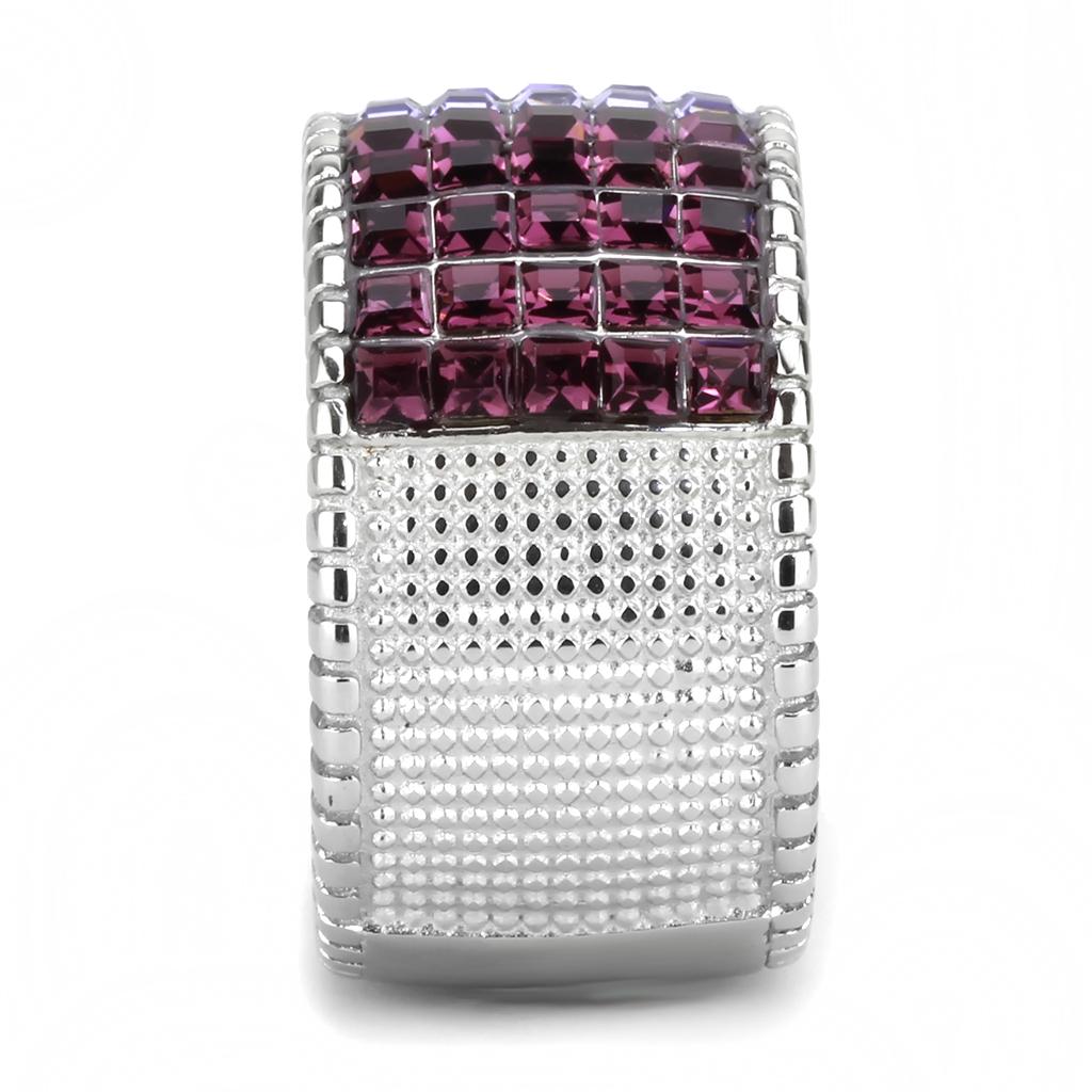 High polished (no plating) Stainless Steel Ring with Top Grade Crystal  in Multi Color