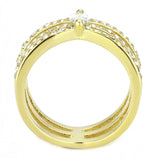 IP Gold(Ion Plating) Stainless Steel Ring with AAA Grade CZ  in Clear