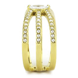 IP Gold(Ion Plating) Stainless Steel Ring with AAA Grade CZ  in Clear
