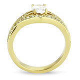 IP Gold(Ion Plating) Stainless Steel Ring with AAA Grade CZ  in Clear