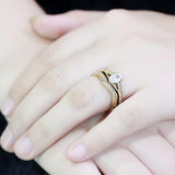 IP Gold(Ion Plating) Stainless Steel Ring with AAA Grade CZ  in Clear