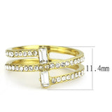 IP Gold(Ion Plating) Stainless Steel Ring with Top Grade Crystal  in Clear