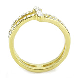 IP Gold(Ion Plating) Stainless Steel Ring with Top Grade Crystal  in Clear