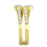 IP Gold(Ion Plating) Stainless Steel Ring with Top Grade Crystal  in Clear