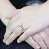 IP Gold(Ion Plating) Stainless Steel Ring with Top Grade Crystal  in Clear