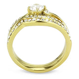 IP Gold(Ion Plating) Stainless Steel Ring with AAA Grade CZ  in Clear