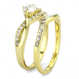 IP Gold(Ion Plating) Stainless Steel Ring with AAA Grade CZ  in Clear