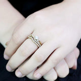 IP Gold(Ion Plating) Stainless Steel Ring with AAA Grade CZ  in Clear