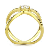 IP Gold(Ion Plating) Stainless Steel Ring with AAA Grade CZ  in Clear