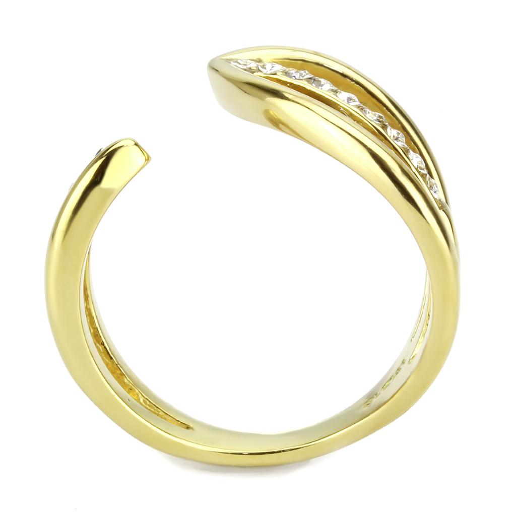 IP Gold(Ion Plating) Stainless Steel Ring with Top Grade Crystal  in Clear