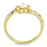 IP Gold(Ion Plating) Stainless Steel Ring with AAA Grade CZ  in Clear