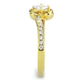 IP Gold(Ion Plating) Stainless Steel Ring with AAA Grade CZ  in Clear