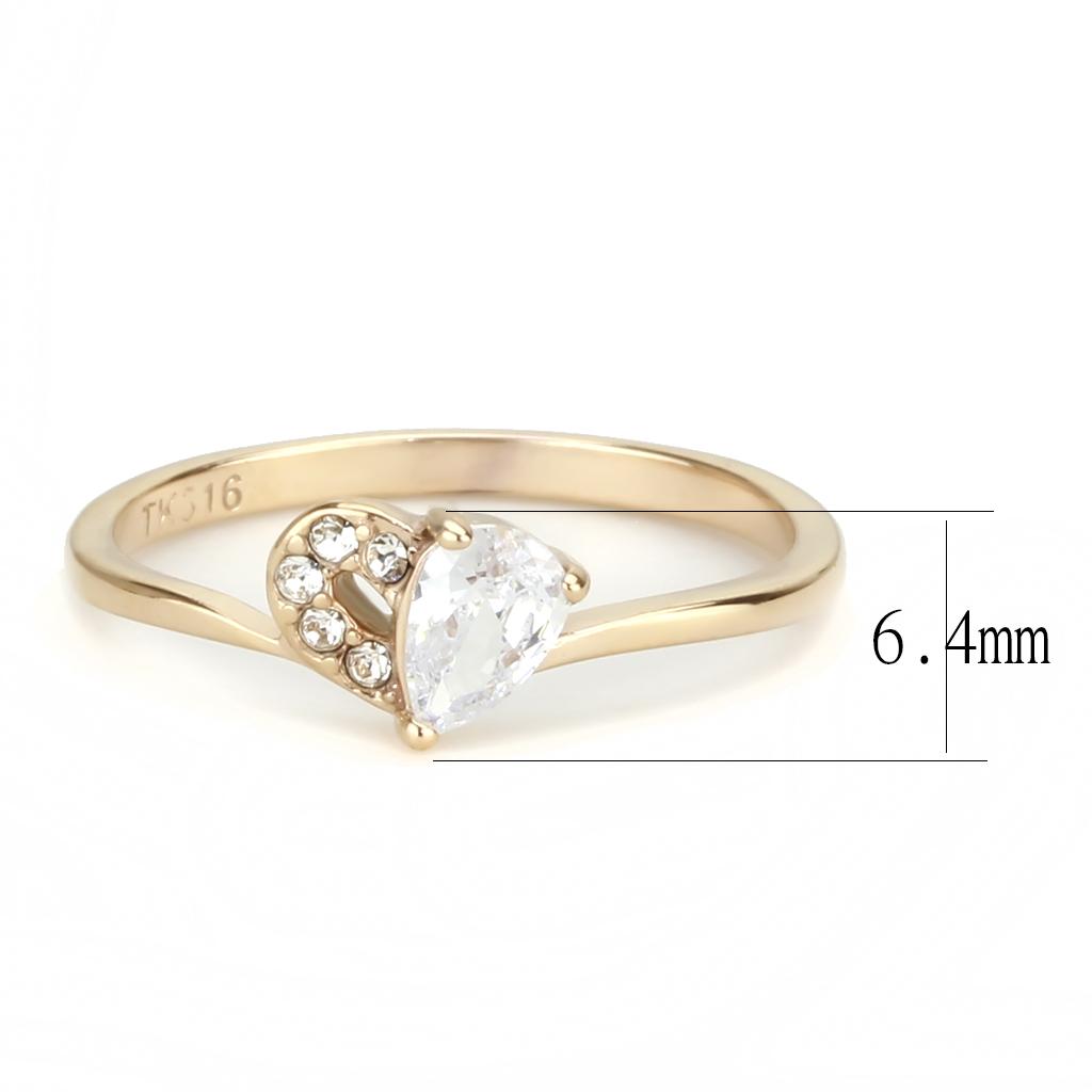 IP Rose Gold(Ion Plating) Stainless Steel Ring with AAA Grade CZ  in Clear