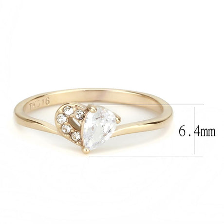 IP Rose Gold(Ion Plating) Stainless Steel Ring with AAA Grade CZ  in Clear