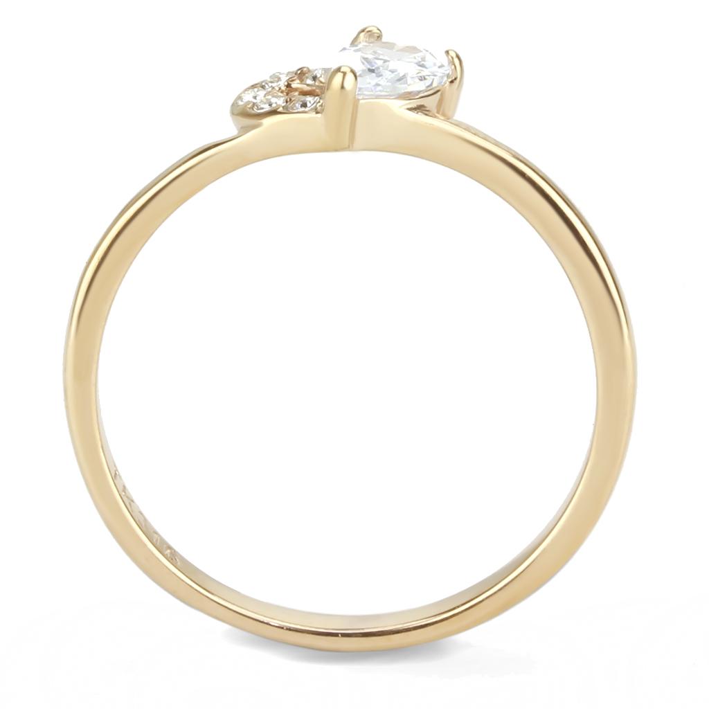 IP Rose Gold(Ion Plating) Stainless Steel Ring with AAA Grade CZ  in Clear