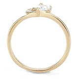 IP Rose Gold(Ion Plating) Stainless Steel Ring with AAA Grade CZ  in Clear