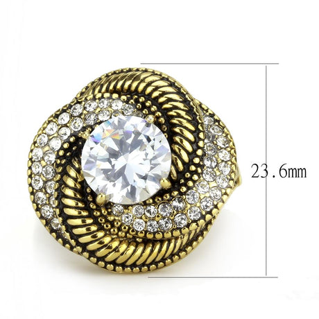 IP Gold(Ion Plating) Stainless Steel Ring with AAA Grade CZ  in Clear