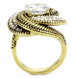 IP Gold(Ion Plating) Stainless Steel Ring with AAA Grade CZ  in Clear
