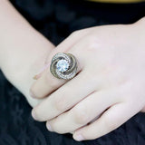 IP Gold(Ion Plating) Stainless Steel Ring with AAA Grade CZ  in Clear