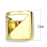 IP Gold(Ion Plating) Stainless Steel Ring with Top Grade Crystal  in Clear
