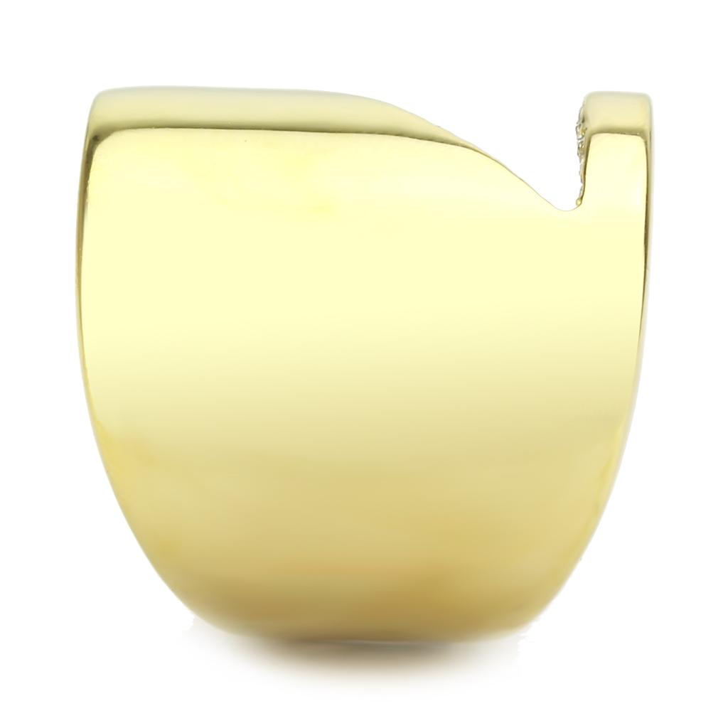 IP Gold(Ion Plating) Stainless Steel Ring with Top Grade Crystal  in Clear