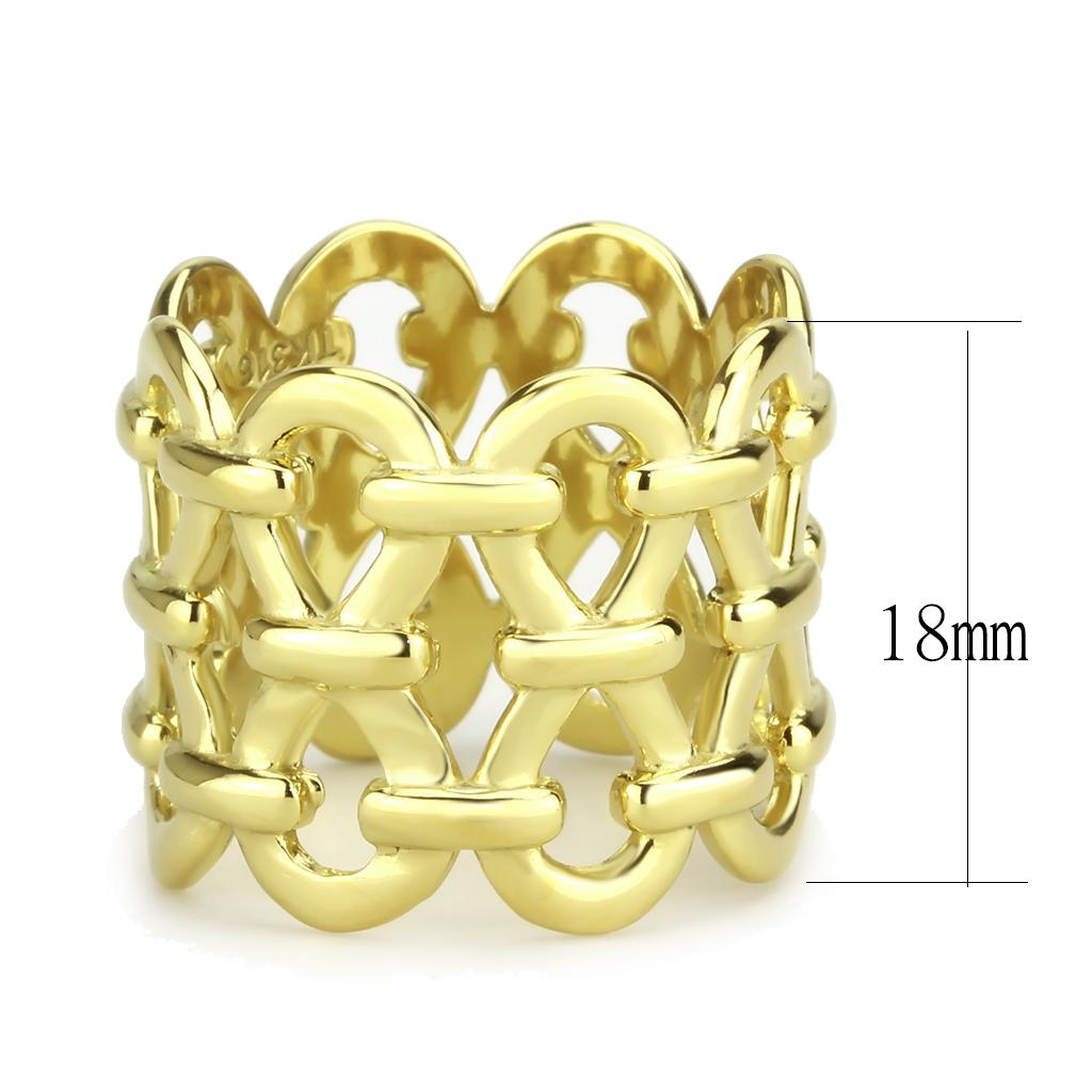 IP Gold(Ion Plating) Stainless Steel Ring with No Stone