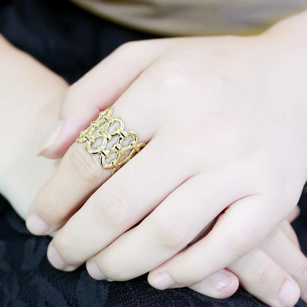 IP Gold(Ion Plating) Stainless Steel Ring with No Stone