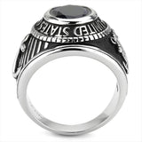 TK414703J - IP Black(Ion Plating) Stainless Steel Ring with Synthetic Synthetic Glass in Siam