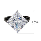 TK3736 IP Black  Stainless Steel Ring with AAA Grade CZ in Clear