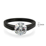 IP Black Stainless Steel Ring with AAA Grade CZ in Clear