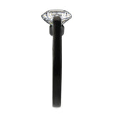 IP Black Stainless Steel Ring with AAA Grade CZ in Clear